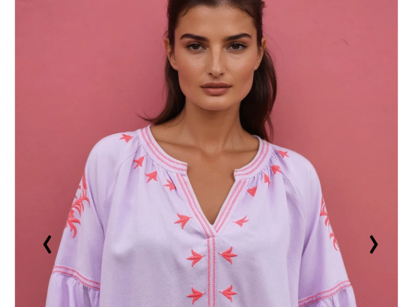 Desray Top with Contrast Embroidery